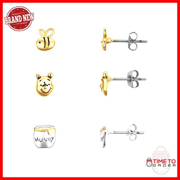 Jewelry - Winnie the Pooh Honey Pot Stud Earrings Sterling Silver Gold Plate
